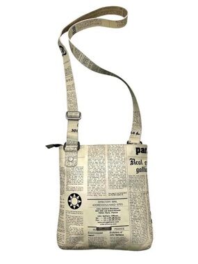 John galliano vintage Newspaper Print Crossbody Bag - Neutral Cream & Black
